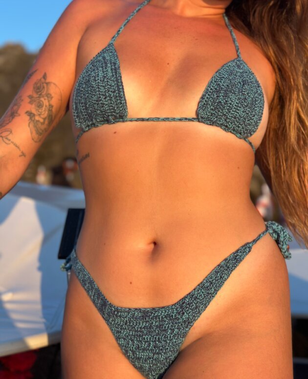 azure crochet bikini