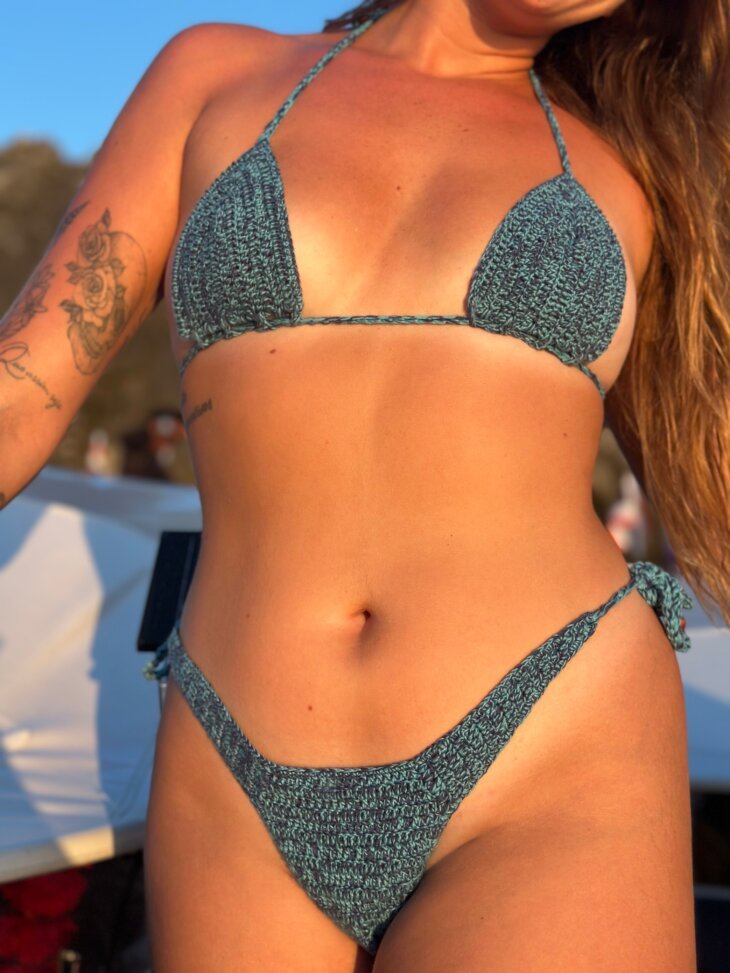 azure crochet bikini